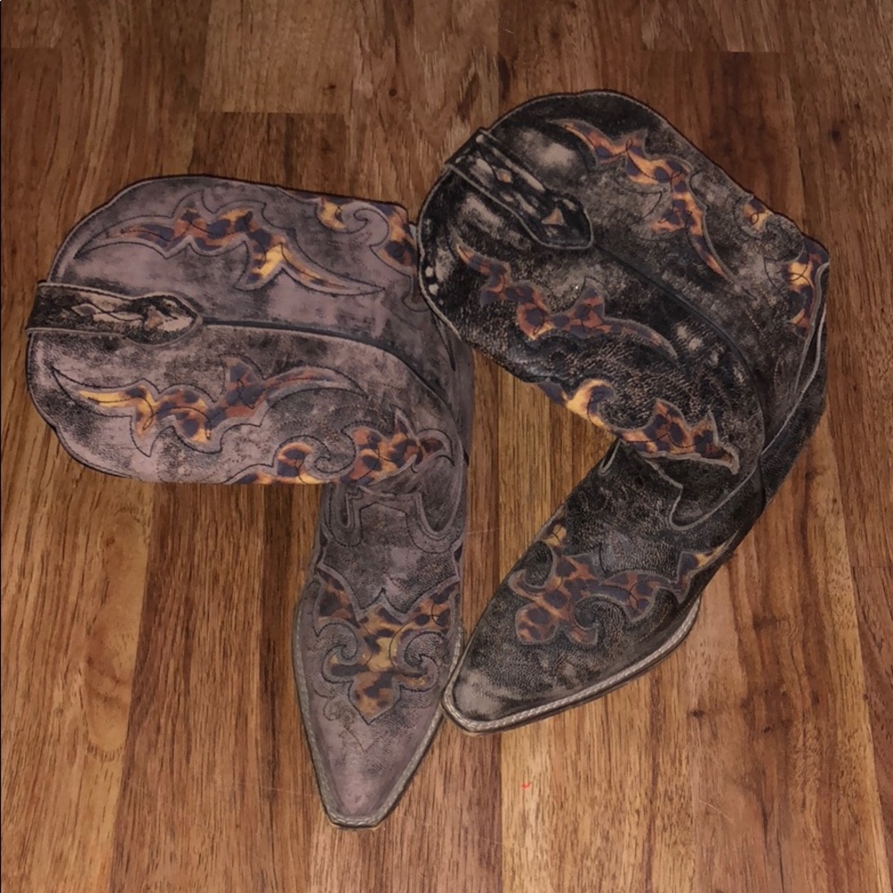 Brown leather boots